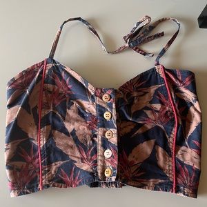 Brown/Black tropical print Crop Top